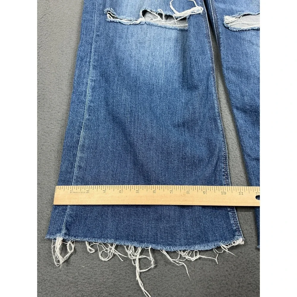 American Eagle Super High-Rise Baggy Wide Leg Jeans Womens 4 Short Distressed